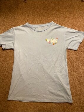 wonder nation Light Blue 'Real Good Vibes' Graphic Tee with Multicolor Daisies